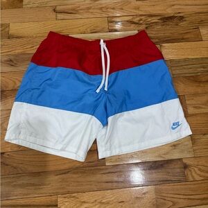 Nike Red, Blue, and White Men's Swim Shorts